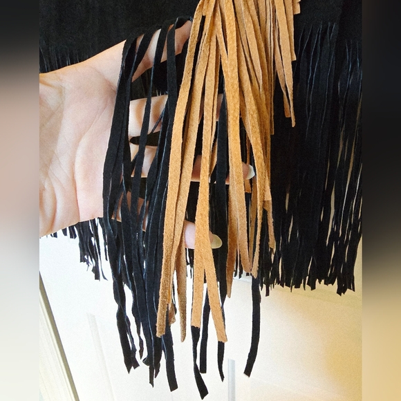 3B West vintage Fringe leather jacket Bone Bead Studs DD Western Wear Size Large - Picture 13 of 13